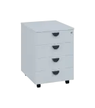 TKC - 01 kontejner pojízdný, 4-zásuvkový, deska 18 mm, centrální zámek, bílá